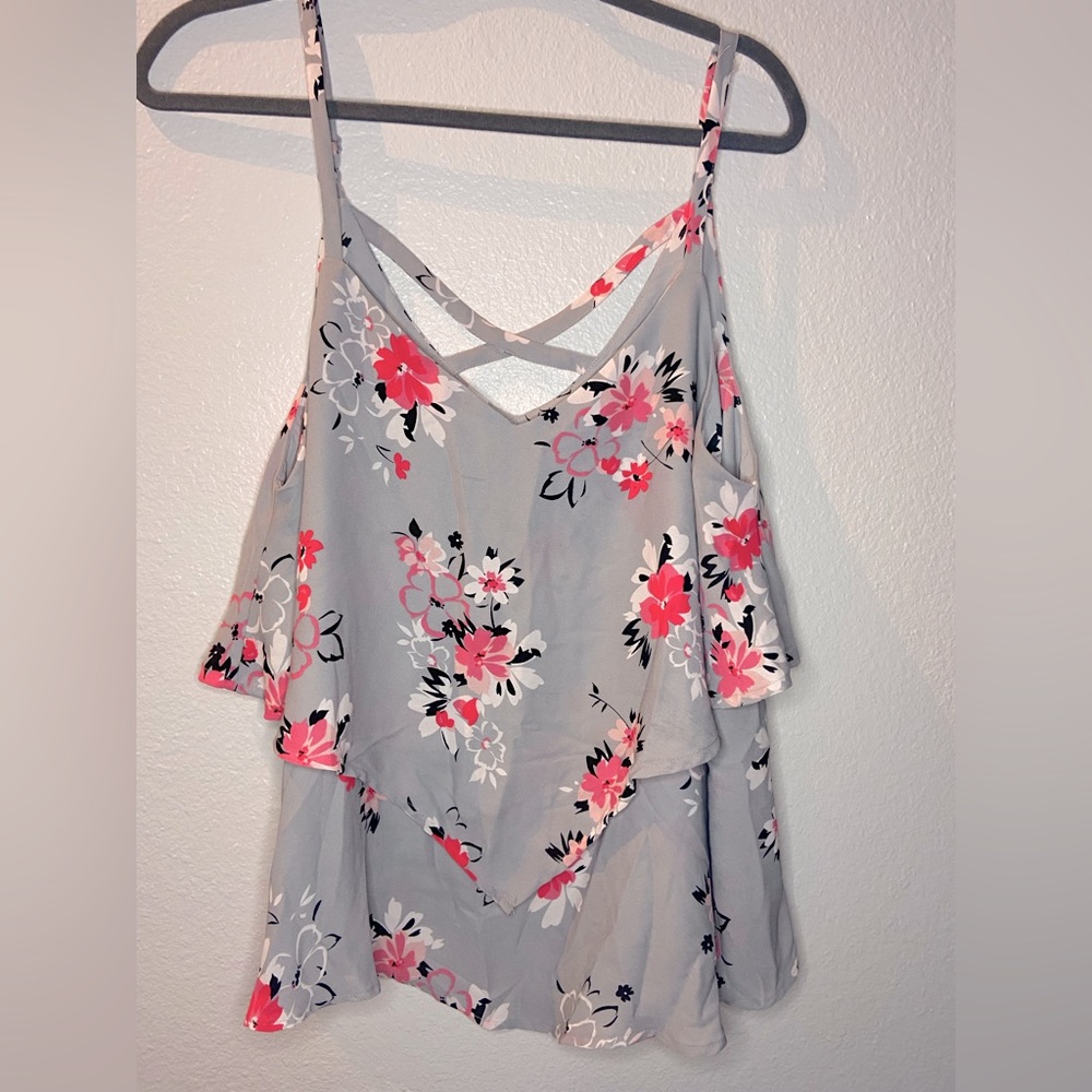 Torrid Gray Floral Spaghetti strap top